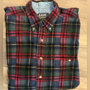 Basic Options plaid cordurouy button down. Size L